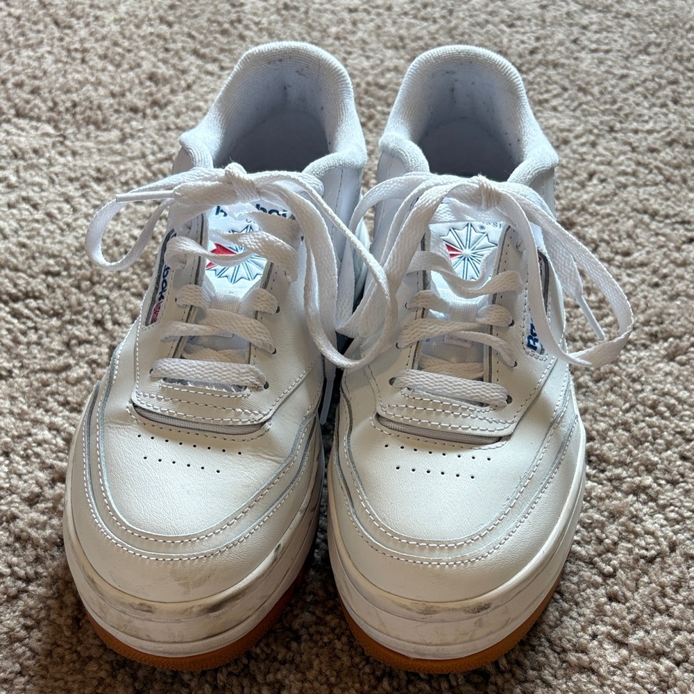 Reebok Kids White and Blue Sneakers